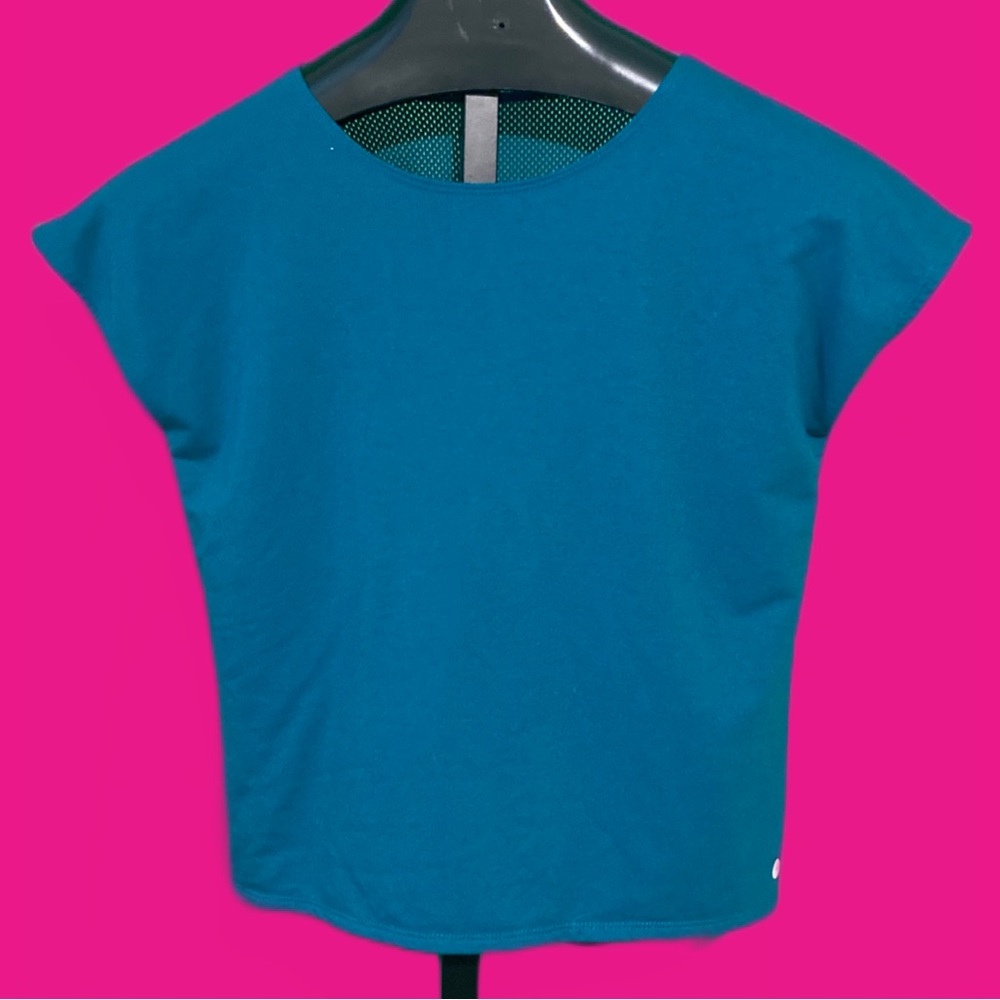 Avia Workout Top Size Extra Large 14/16 Color Dark Teal Full Covered Back w/mesh